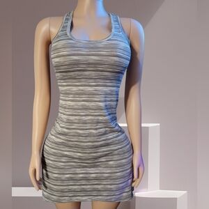 Elegant Gray Striped Mini Dress
